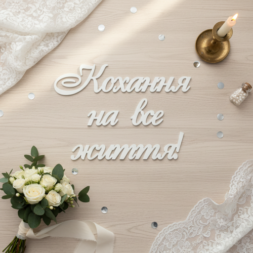 Напис з Дерева на Весілля Кохання на Все Життя m39.com.ua Напис з Дерева на Весілля Кохання на Все Життя