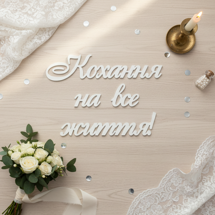 Напис з Дерева на Весілля Кохання на Все Життя