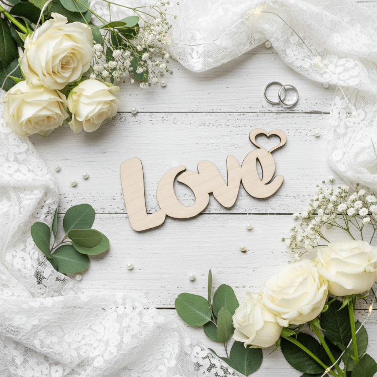  Свадебная Надпись Love с Сердцем из Дерева