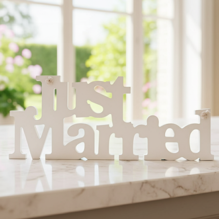 Напис з дерева на весілля Just Married