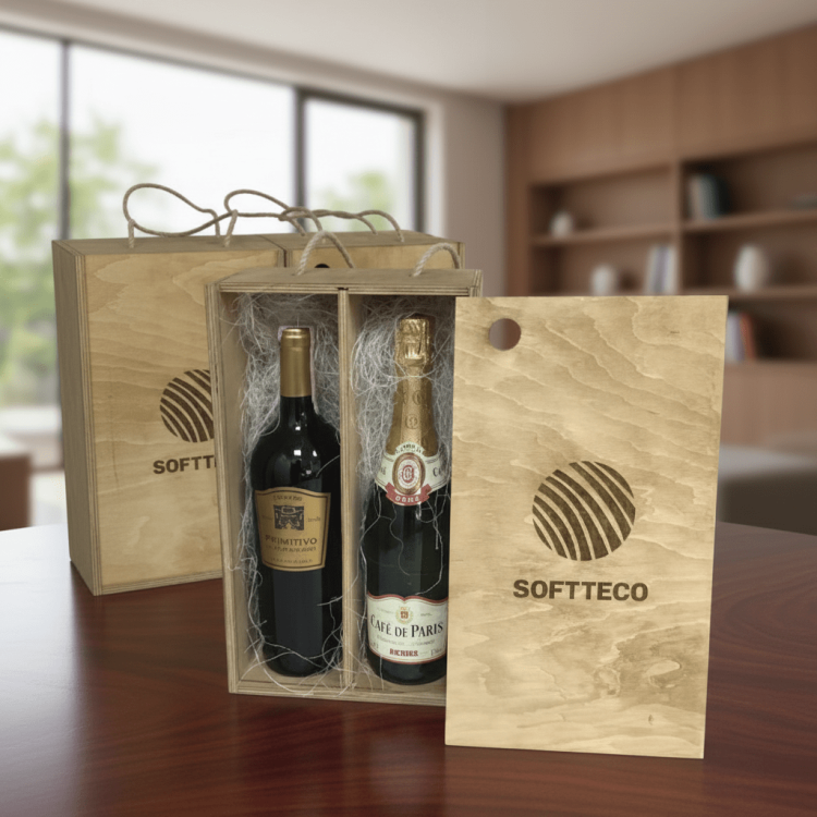 Пенал для вина з логотипом на 2 пляшки