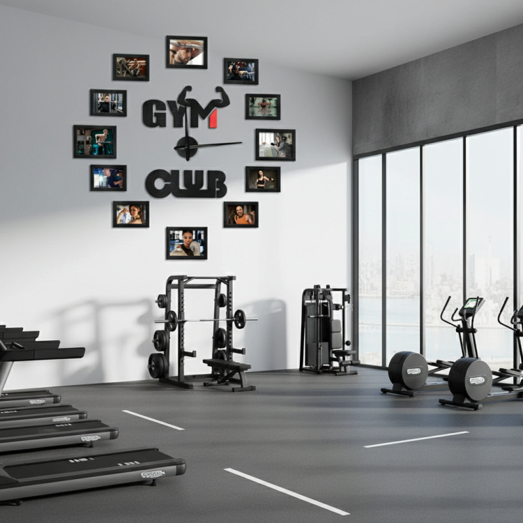 Часы с Логотипом Спортзала с Фоторамками из Дерева на Заказ m39.com.ua Часы с Логотипом Спортзала с Фоторамками из Дерева на Заказ