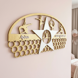 Медальниця з дерева "Повітряна гімнастика із зіркою", тримач для медалей, вішалка для медалей