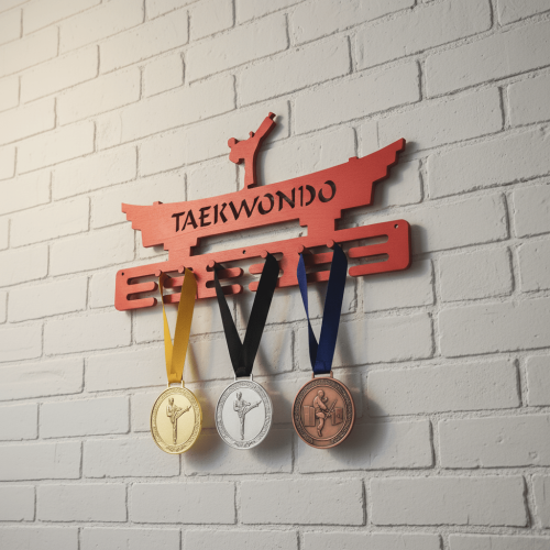 Медальниця з дерева для бійців "Taekwondo"