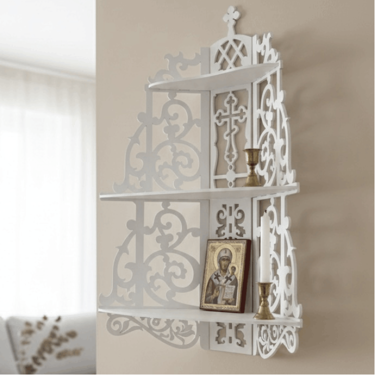 Настенная полочка для икон — домашний иконостас из дерева m39.com.ua Настенная полочка для икон — домашний иконостас из дерева
