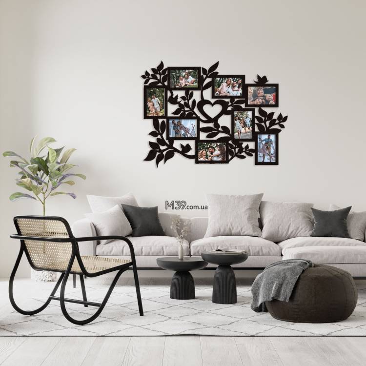 Фоторамка колаж на 8 фото з серцем Крилате Серце