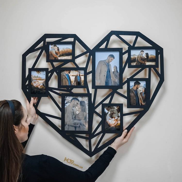 Фоторамка коллаж сердце полигональное геометрическое