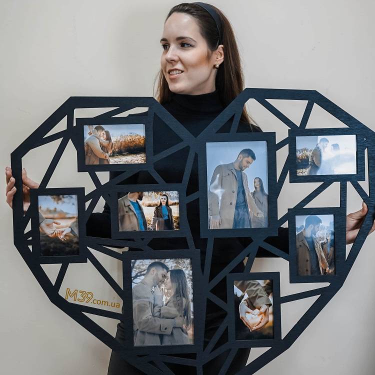 Фоторамка коллаж сердце полигональное геометрическое