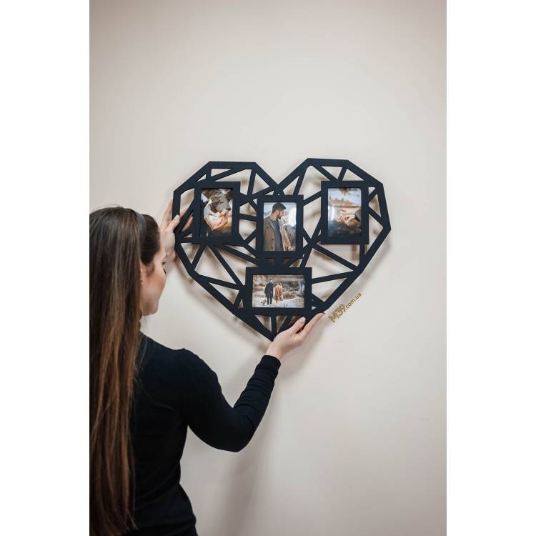 Фоторамка коллаж сердце полигональное геометрическое