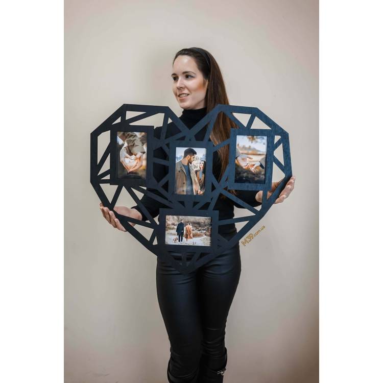 Подарунок до дня Валентина фоторамка колаж серце полігональне геометричне