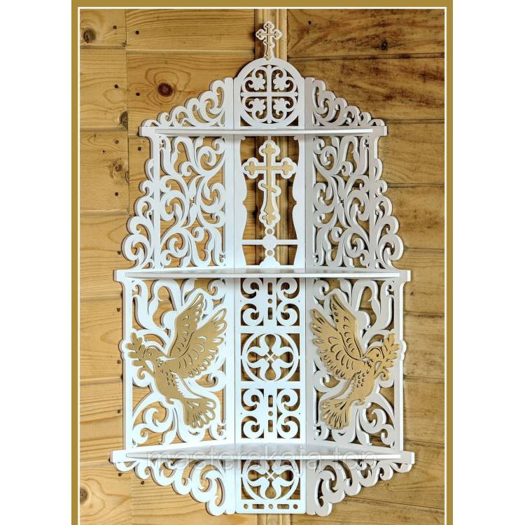 Іконостас домашній. Поличка кутова для ікон широка