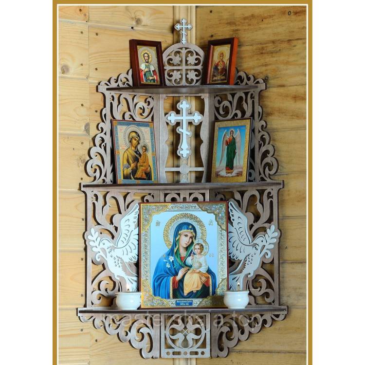 Іконостас домашній. Поличка кутова для ікон широка