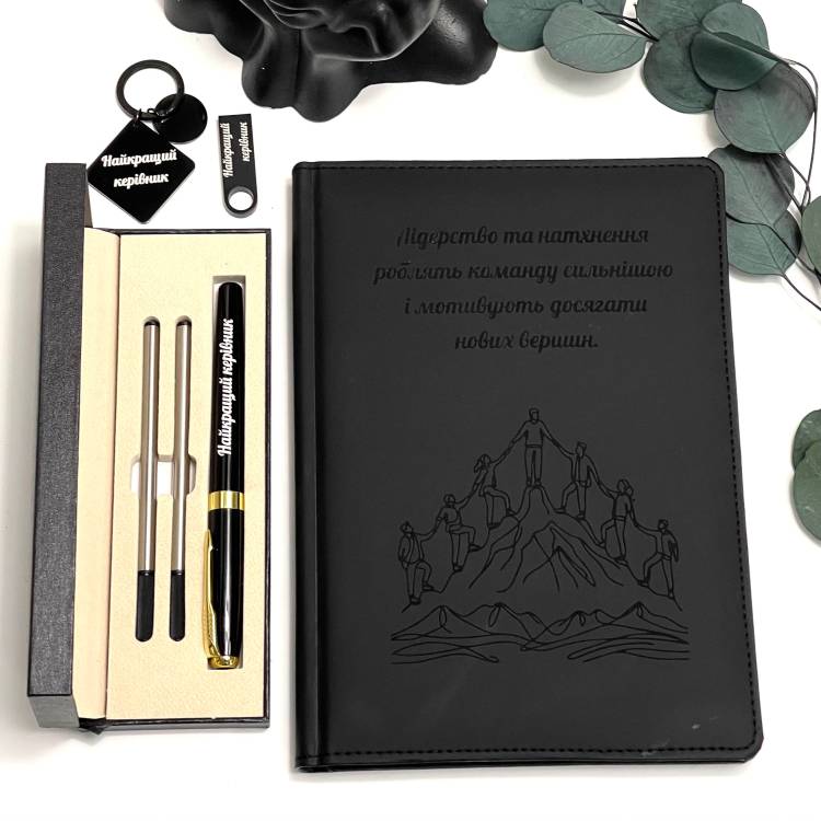 Подарочный набор для руководителя с индивидуальной гравировкой «Лучшему руководителю»