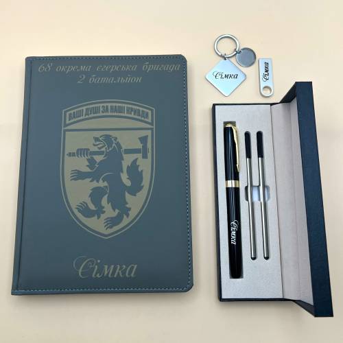Подарунок військовому побратиму — іменний комплект аксесуарів з гравіюванням
