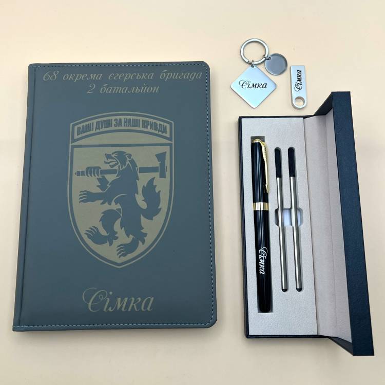 Подарунок військовому побратиму — іменний комплект аксесуарів з гравіюванням