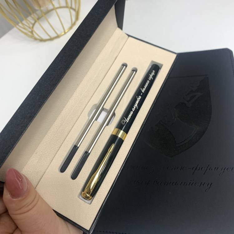 Подарок Военному - Набор Блокнот и Ручка с Мотивационной Гравировкой