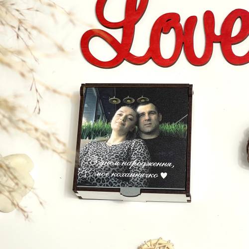 Подарочная коробка S из ХДФ с вашим фото (деревянная), упаковка для подарков