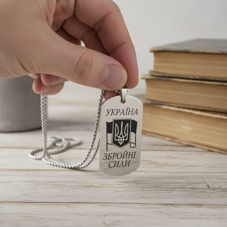 Найкращий Подарунок Військовому - Жетон з Гравіюванням Збройні Сили України