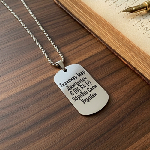 Оригинальный Подарок Военному ВСУ - Жетон с Гравировкой Персональных Данных и Группы Крови Военного m39.com.ua Оригинальный Подарок Военному ВСУ - Жетон с Гравировкой Персональных Данных и Группы Крови Военного