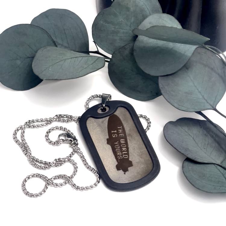 Армейский жетон с резинкой с фотогравировкой