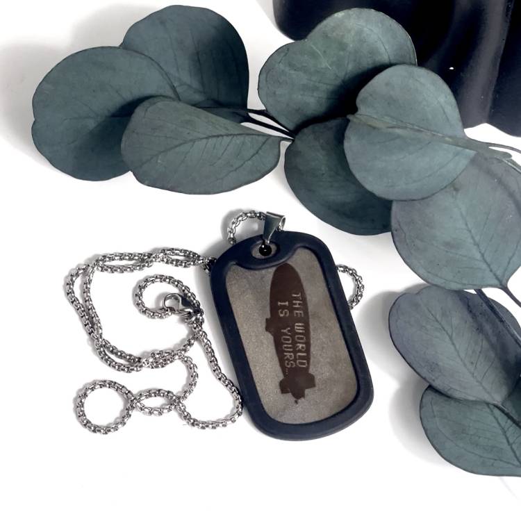 Армейский жетон с резинкой с фотогравировкой