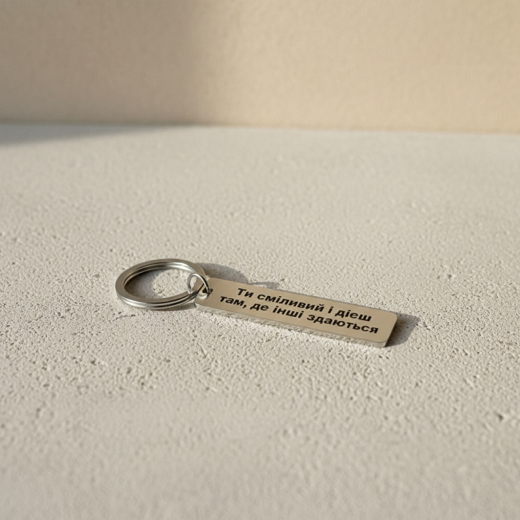 Подарунок чоловіку ,брелок для ключів з персоналізованим гравіюванням Ти сміливий... m39.com.ua Подарунок чоловіку ,брелок для ключів з персоналізованим гравіюванням Ти сміливий...