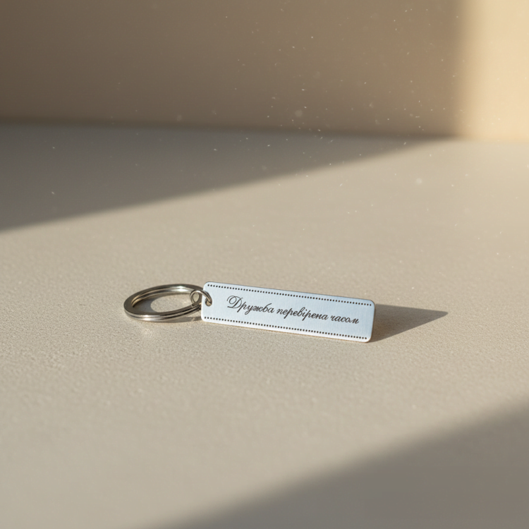 Подарунок другу,брелок для ключів з персоналізованим гравіюванням Дружба перевірена часом