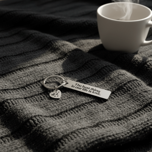 Подарунок дівчині, металевий брелок The best thing in our life is love m39.com.ua Подарунок дівчині, металевий брелок The best thing in our life is love