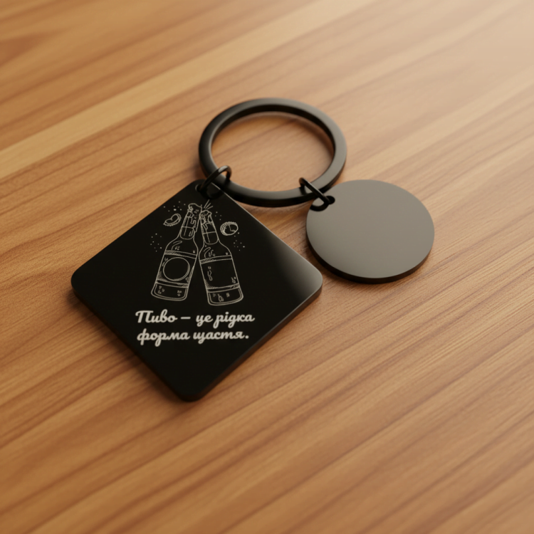 Подарунок Любителю Крафтового Пива - Брелок "Пиво - Рідка Форма Щастя" з Індивідуальним Гравіюванням