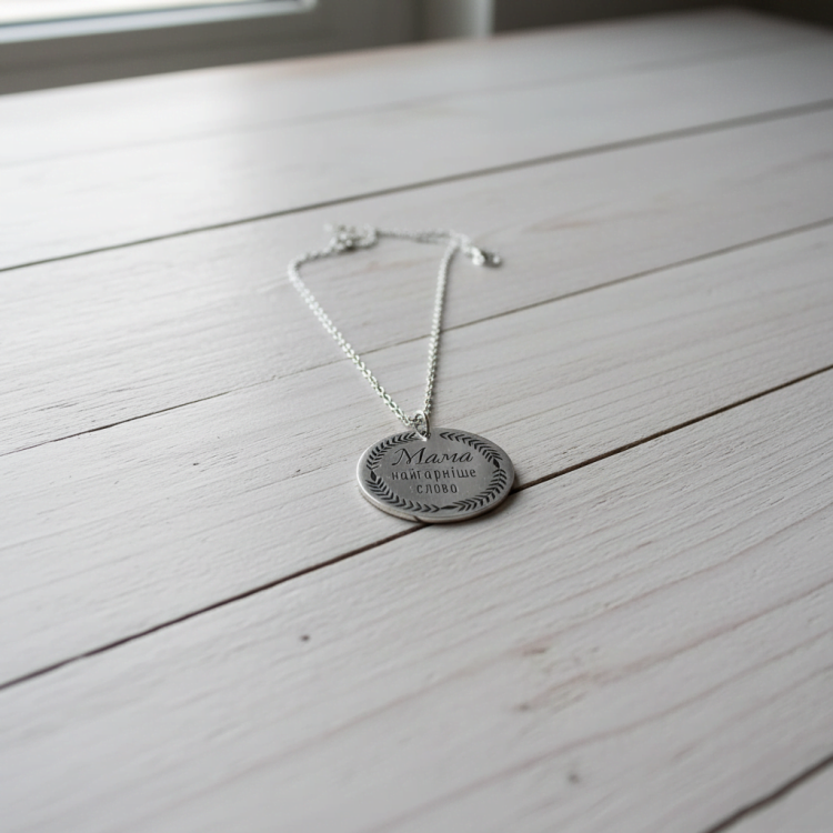 Подарунок мамі на День Народження підвіска з персоналізованим написом m39.com.ua Подарунок мамі на День Народження підвіска з персоналізованим написом