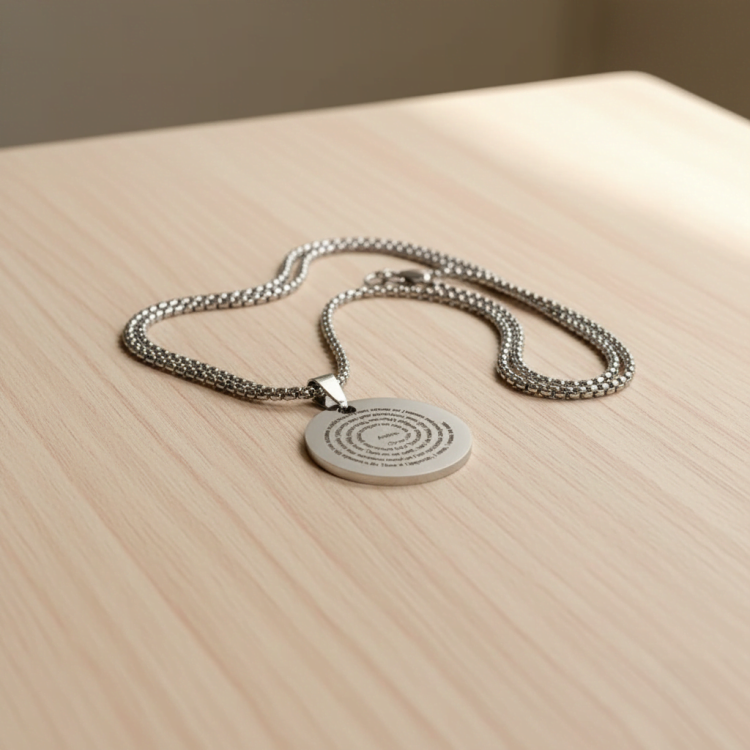 Жетон Круглий, Підвіска з Гравіюванням Молитви Отче Наш