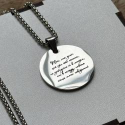 Жетон Круглий, Підвіска з Гравіюванням "Той, хто знак цей при собі носить, не заблукає ні в шторм, ані в негоду, навіть якщо шлях невідомий", подарунок оберіг