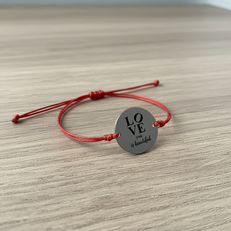 Подарунок дружині Love You is beautiful фенечка з персоналізованим гравіюванням