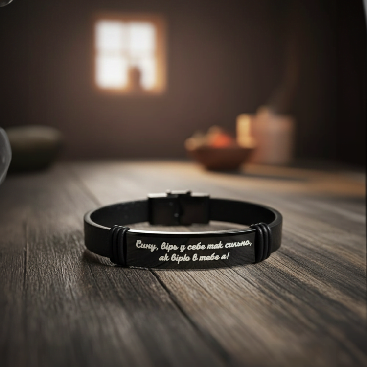 Браслет для сина з гравіруванням з індивідуальним написом