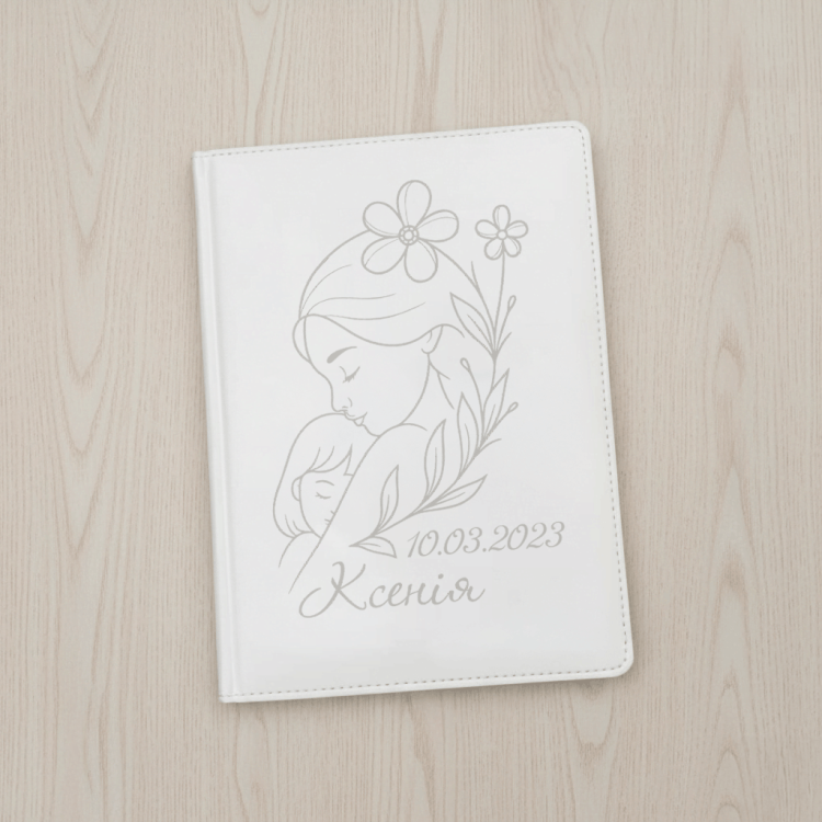 Блокнот Щоденник з Іменним Гравіюванням з Датою, Білий, Планер, Записник