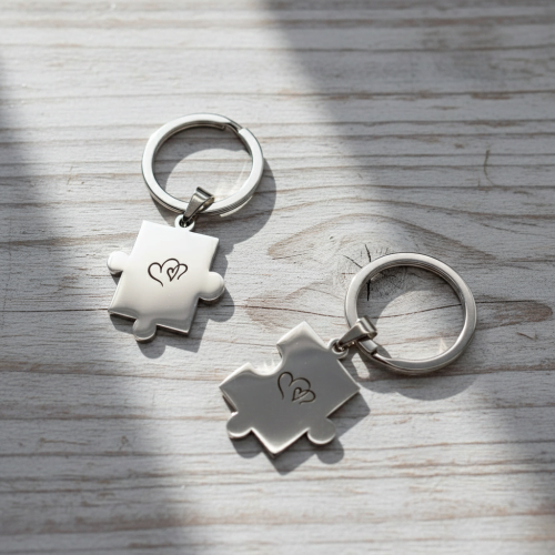 Подарунок Закоханим - Парний Брелок Пазл з Романтичним Гравіюванням