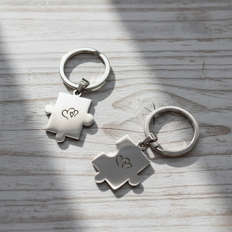 Подарунок Закоханим - Парний Брелок Пазл з Романтичним Гравіюванням m39.com.ua Подарунок Закоханим - Парний Брелок Пазл з Романтичним Гравіюванням