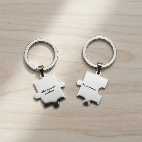 Подарунок Закоханим - Парний Брелок Пазл з Романтичним Гравіюванням