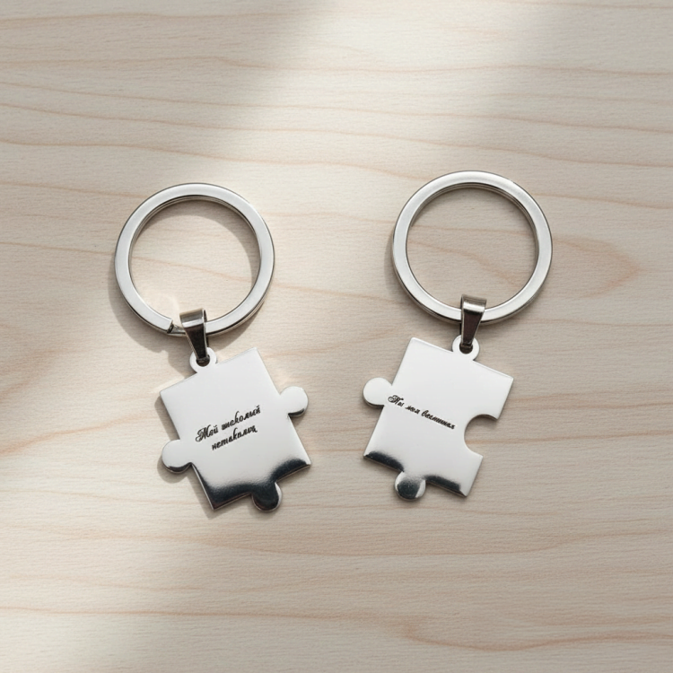 Подарунок Закоханим - Парний Брелок Пазл з Романтичним Гравіюванням m39.com.ua Подарунок Закоханим - Парний Брелок Пазл з Романтичним Гравіюванням