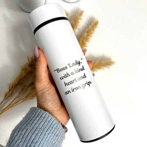 Термос із оригінальним написом «"Boss Lady" with a kind heart and an iron grip»