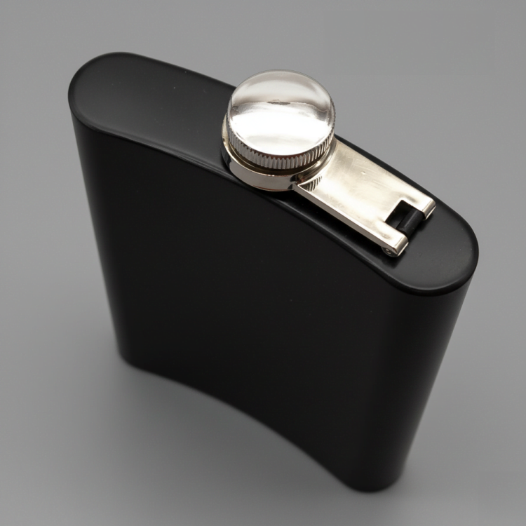 Фляга для Напитков 236 мл Черная из Нержавеющей Стали с Персонализированной Гравировкой