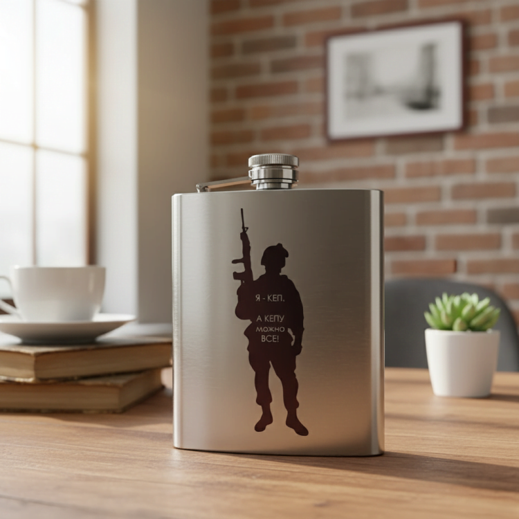 Фляга з нержавійки з гравіюванням "Я КЕП" 530 мл m39.com.ua Фляга з нержавійки з гравіюванням "Я КЕП" 530 мл