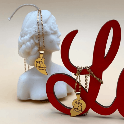 Підвіска Парна Закоханим “Половинки Сердечка” з персоналізованим гравіюванням — подарунок на 14 лютого