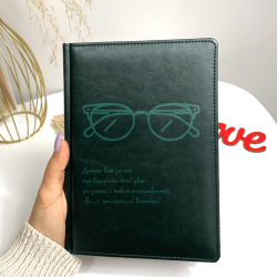  Блокнот Смарагдовий з гравіюванням подякою, подарунок для вчителя/вчительки