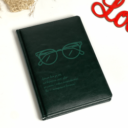  Блокнот Смарагдовий з гравіюванням подякою, подарунок для вчителя/вчительки