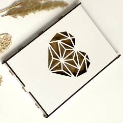 Коробка L подарункова ХДФ з геометричним серцем (вирізка, дерев