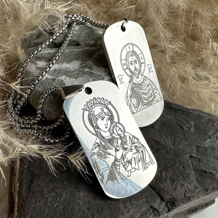 Лучший Подарок Военному - Жетон с Гравировкой Иконы и Молитвы Отче Наш