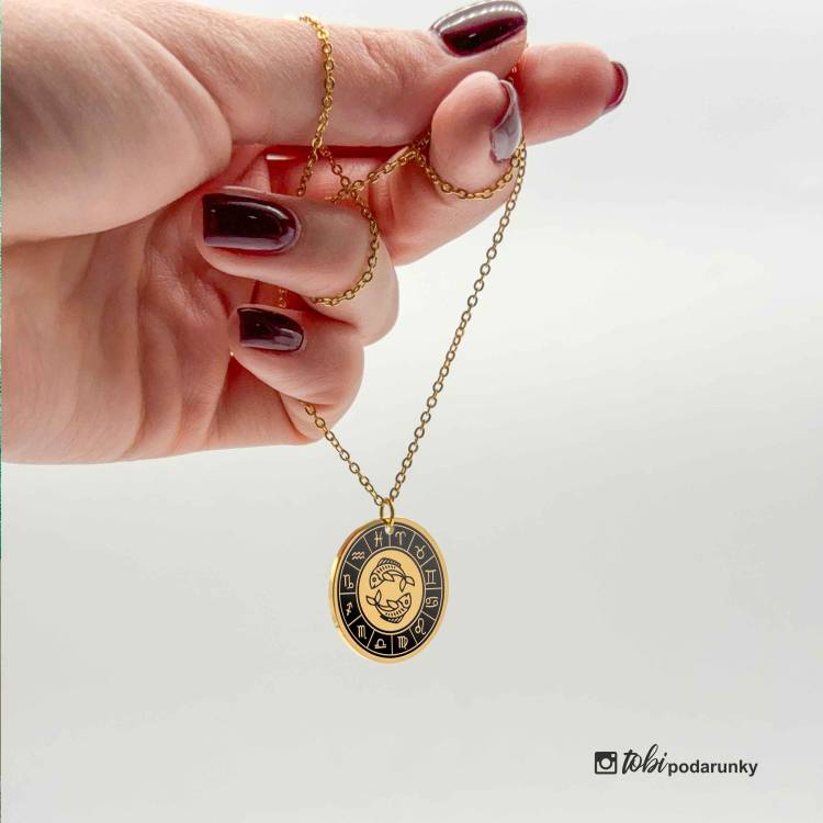 Підвіска Кругла Жіноча з Персоналізованим Гравіюванням Знаки Зодіака