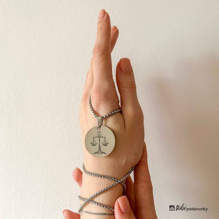 Жетон-Підвіска Кругла Велика з Персоналізованим Гравіюванням Знаки Зодіака