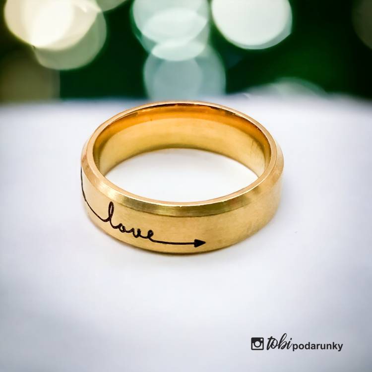 Каблучка з Гравіюванням "Love", Ювелірна Сталь